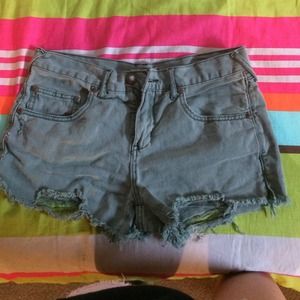 Free People army green denim shorts