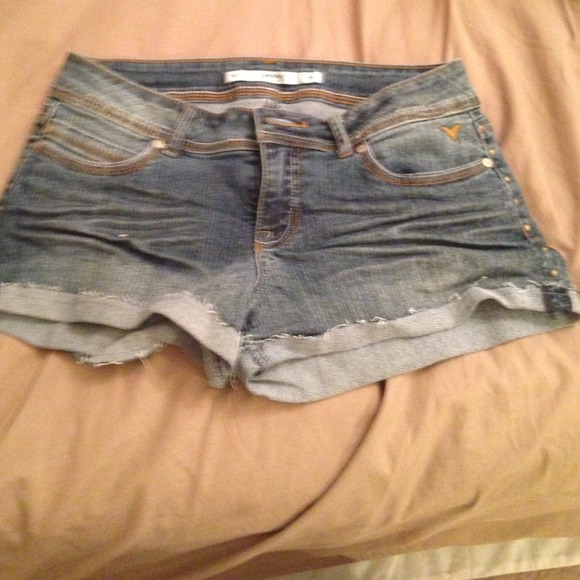 Gold studded jean shorts