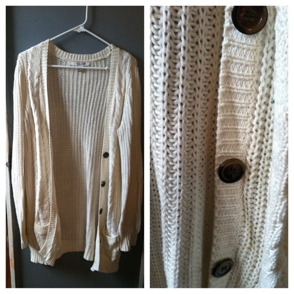 Long Knit Cream F21 Cardigan