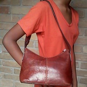 Distressed Brown Leather Fossil Handbag