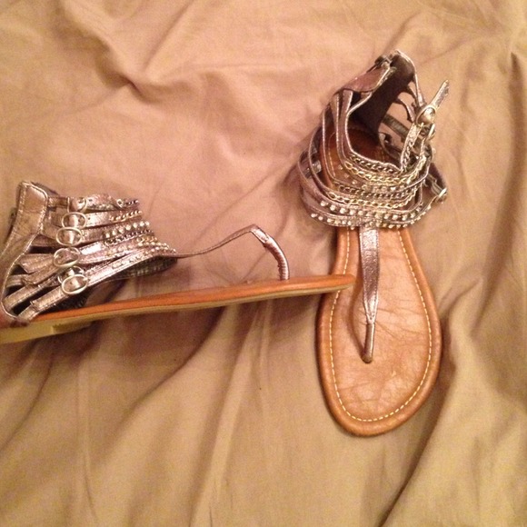 Gray gladiator sandals