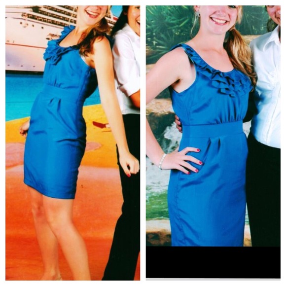 SOLD Blue Ruffled Dress - Picture 3 of 3