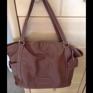 Brown leather tote bag by Dooney & Bourke