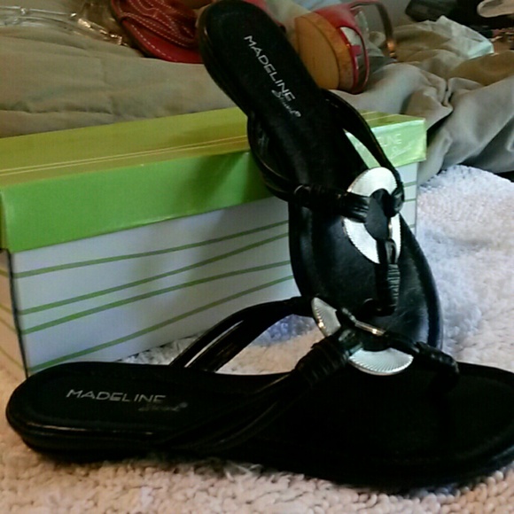 Blk/silver shiny sandals Warrens - Picture 2 of 4