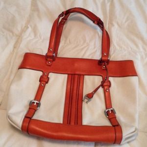 Etienne Aigner Orange and cream colored purse