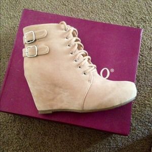 Double Buckle Wedge Booties