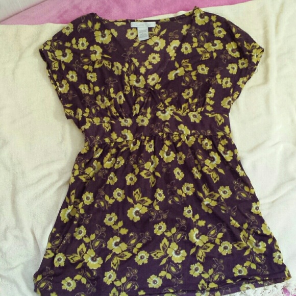 purple and yellow baby doll top