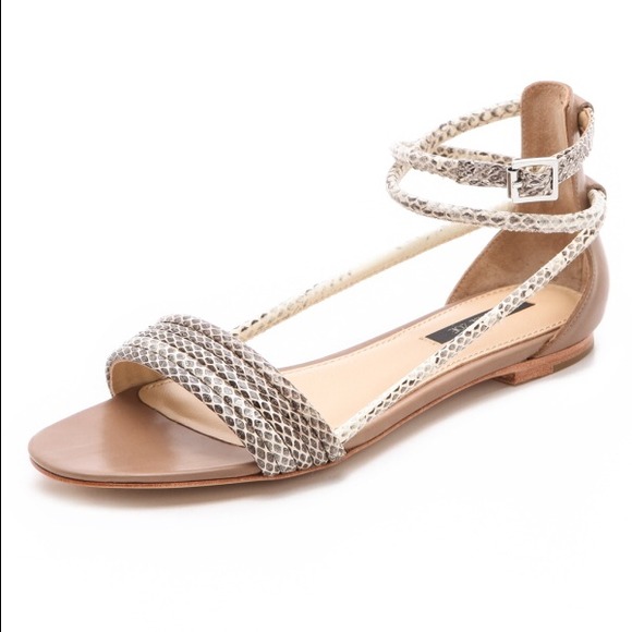 Rachel Zoe Georgie snakeskin tubes flat size 7