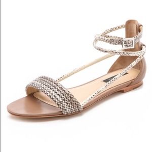 Rachel Zoe Georgie snakeskin tubes flat size 7