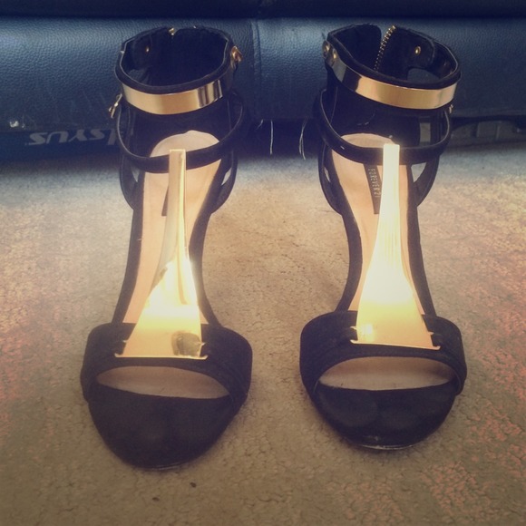 Gold- Plated T-strap Heels