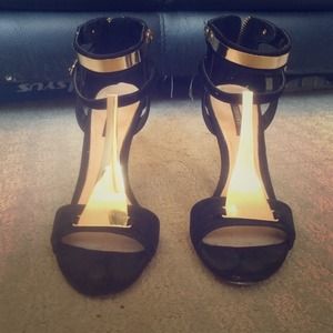 Gold- Plated T-strap Heels