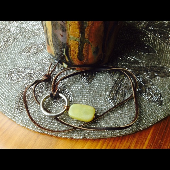 Leather Yellow Quartz Necklace