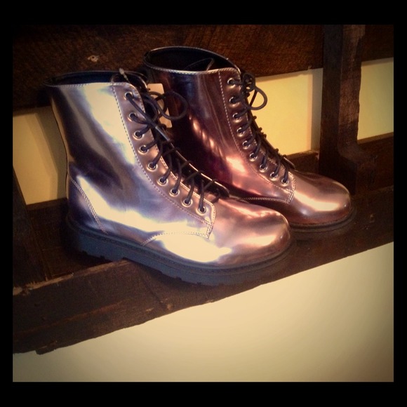 SOLD!!!! Silver Combat Boots