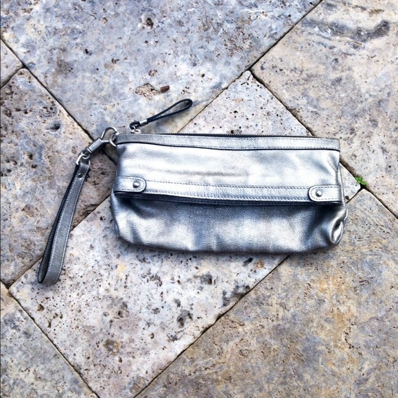 Kenneth Cole Silver Leather Clutch