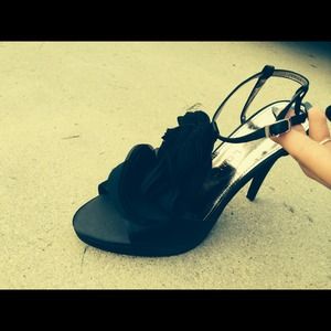 Sacha London Black Satin Heels