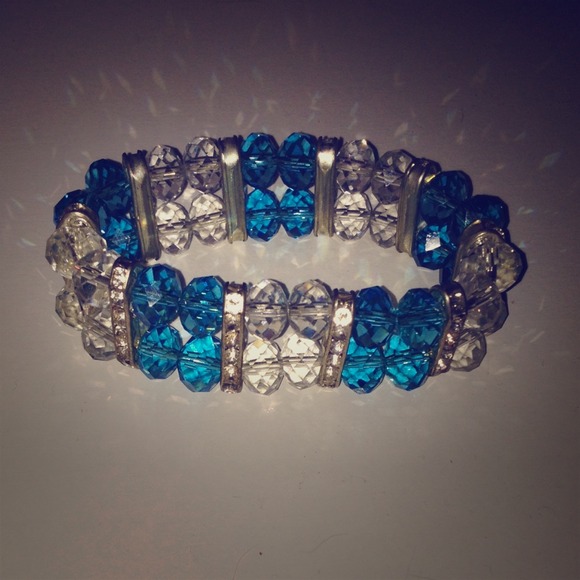 Blue and white bracelet