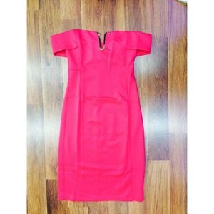 Red rose with gold detail bodycon dress