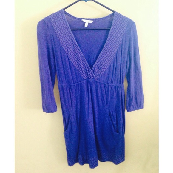 Blue, O'neill, long sleeved, mid-thigh, dress