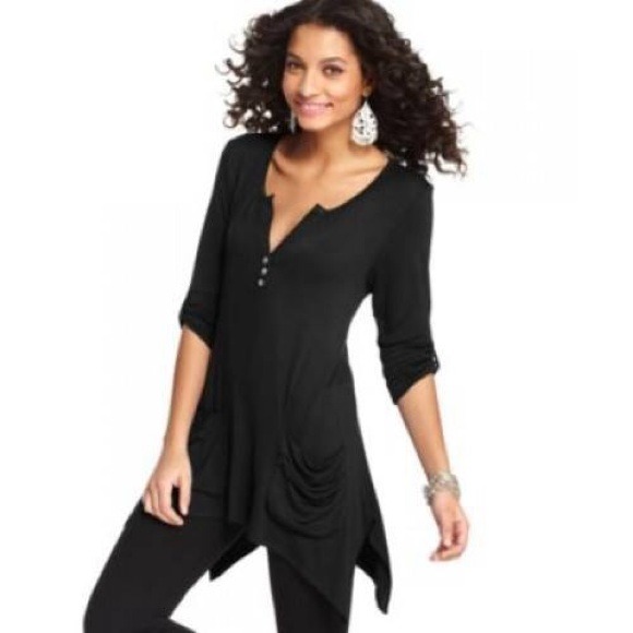 Dark Gray Asymmetrical Flouncy Tunic