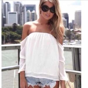 Sheer white off the shoulder top