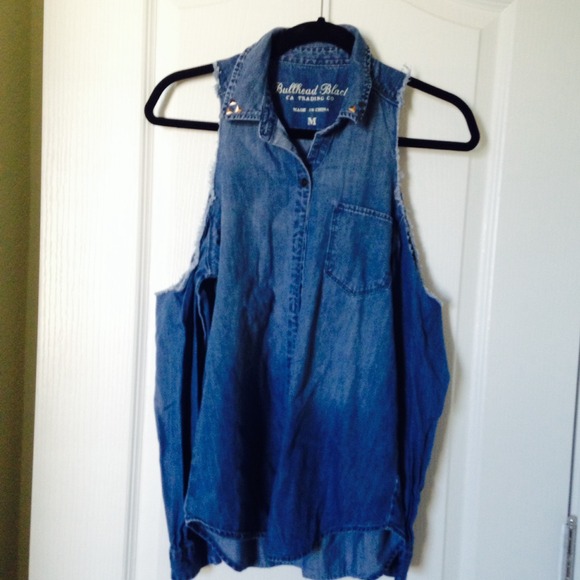 Cold shoulder Denim button up