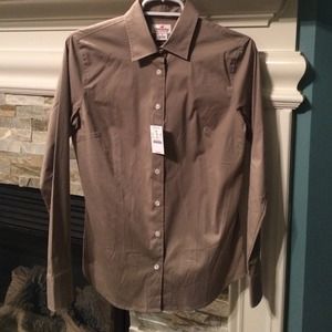 J. Crew brown button up shirt
