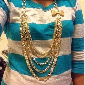 NWOT ALDO Gold Chain Layered Fashion Necklace