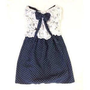 Very Cute Ruffled and Dotted Denim Tube Dress