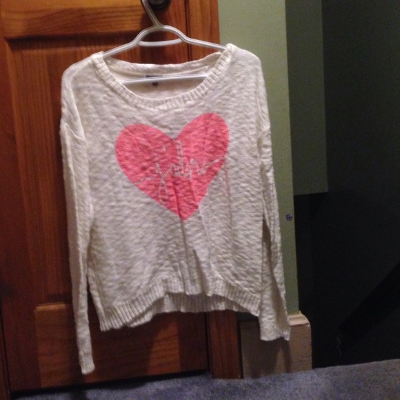 BRAND NEW white/pink "j'adore" light sweater