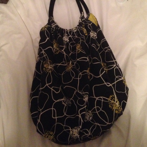 BRAND NEW black with white:yellow flowers bag