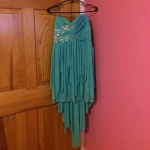 Teal High Low Dress