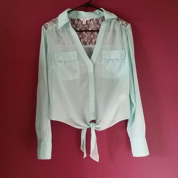 Candie's Mint Sheer Blouse