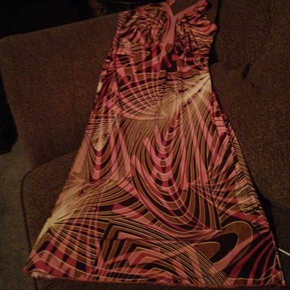 Brown and pink halter dress