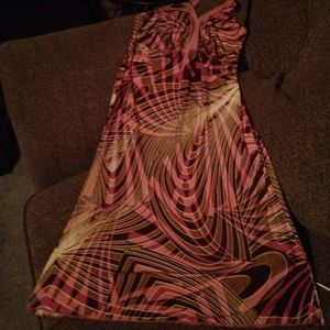 Brown and pink halter dress