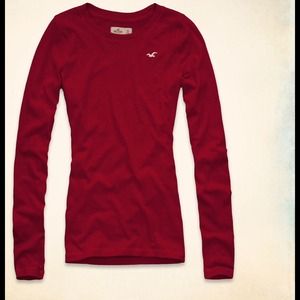 Hollister Moonlight Beach Red Long sleeve tshirt L
