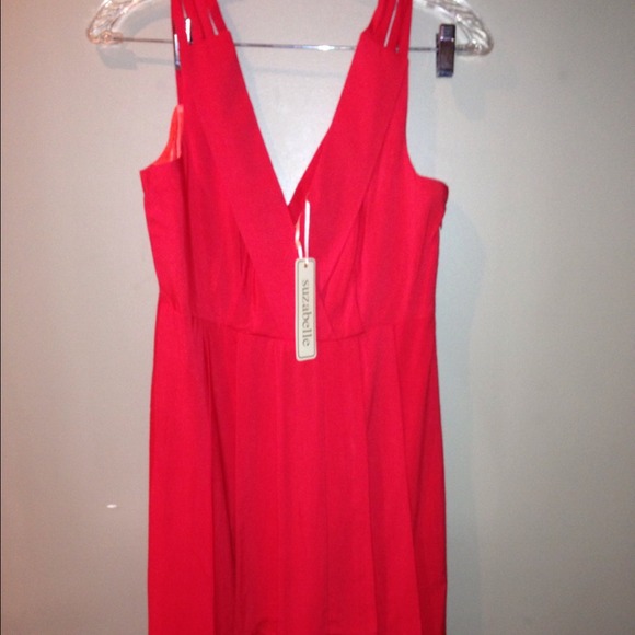 Suzabelle Wild Fire red-orange multi strap dress - Picture 4 of 4