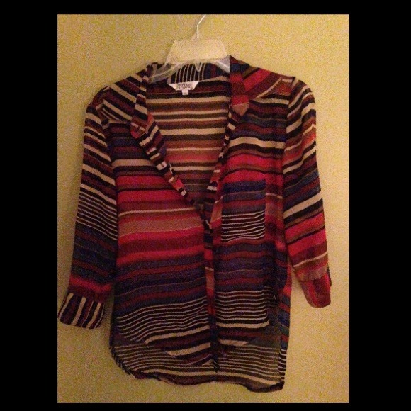 Long sleeve striped sheer shirt