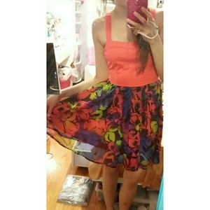 Vibrant Heart Shape Cutout Dress