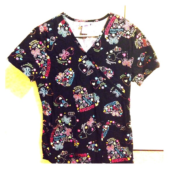 Scrub with hearts on it