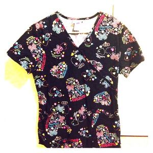 Scrub with hearts on it