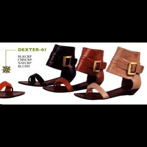 Bamboo Dexter Cognac Brown Ankle Strap Sandals