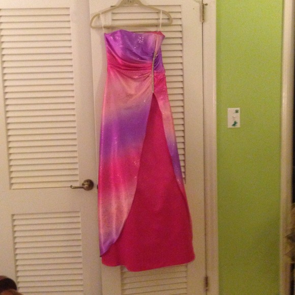 Long pink & purple dress
