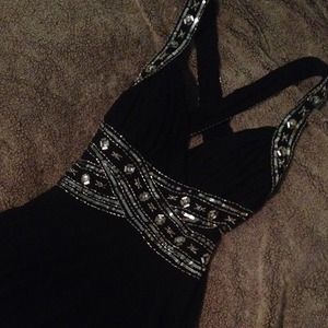Embellish black cocktail length dress