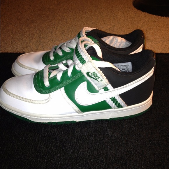Green white black nike air with velcro