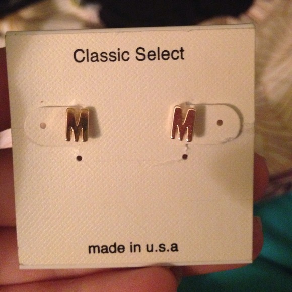 AA Letter M earring studs