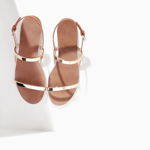 Zara flat sandals with metallic straps• size 7 1/2