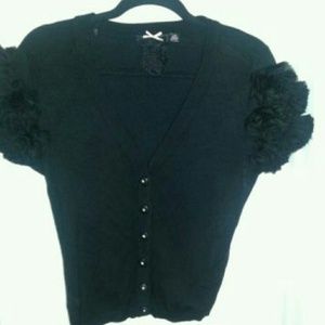 Puff Sleeve Black Cardigan