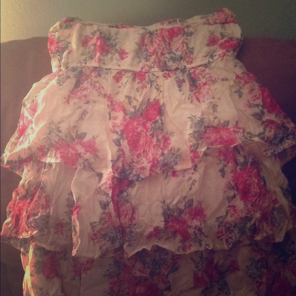 Strapless floral dress