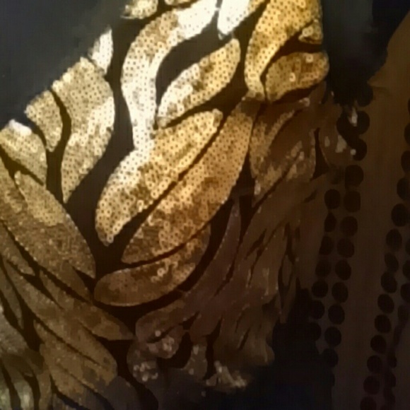 Black and gold sequin evening dress - Picture 2 of 4