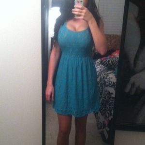 Teal lace dress